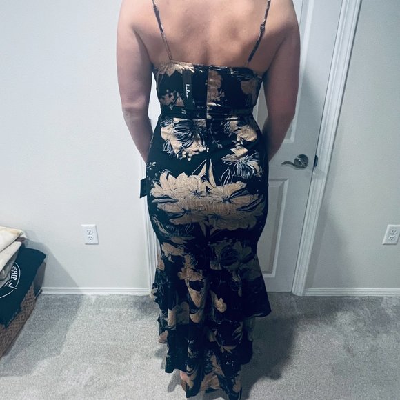 Lulus Darling Daylily Black Floral Print High-Low Maxi Dress (NWT, Size M) - Picture 5 of 6